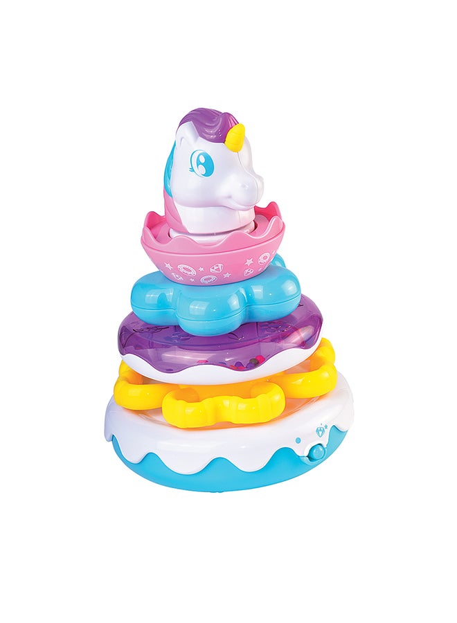 Little Learners Magical Unicorn Stacking Rings - Electronic Rings, Wobbly Base, Sing Along, 12m+