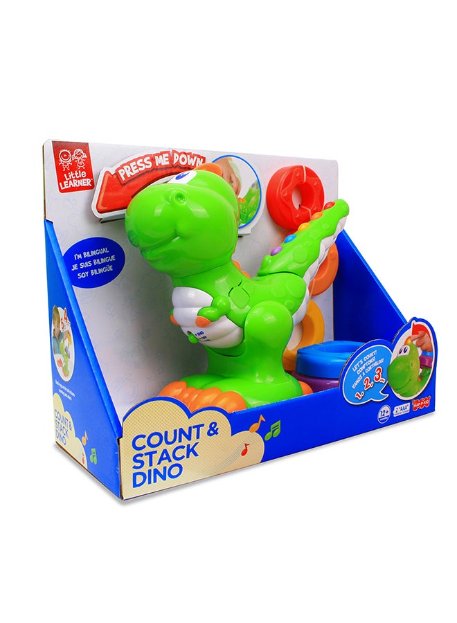 Little Learners Count And Stack Dino - Electronic Stacking Rings, Learn Counting And Colors, Bilingual, 12m+