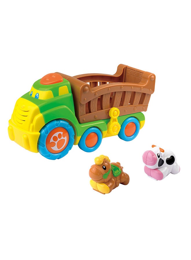 Little Learners Rolling Farm Carrier - Electronic Sounds, Fold-out Ramp, Includes 2 Animals, 12m+