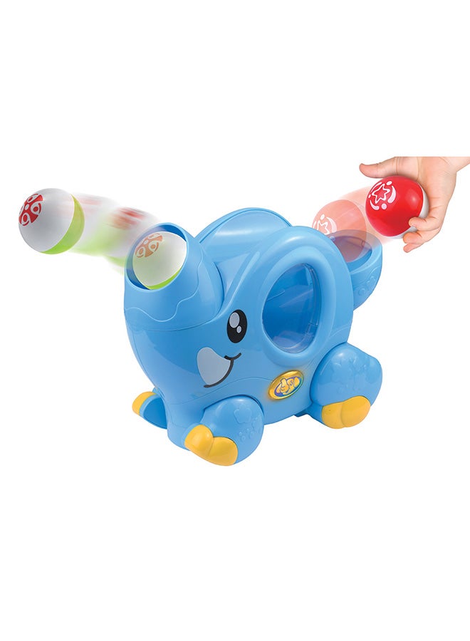 Little Learners Ball-popping Elephant - Motorized Walking Toy With Flashing Lights And Sounds, Rotatable Trunk, Includes 2 Balls, 12m+