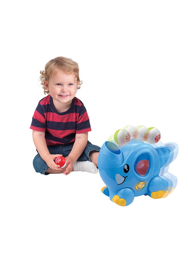 Little Learners Ball-popping Elephant - Motorized Walking Toy With Flashing Lights And Sounds, Rotatable Trunk, Includes 2 Balls, 12m+