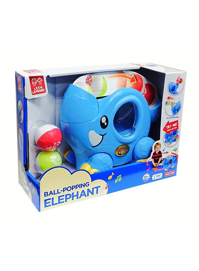 Little Learners Ball-popping Elephant - Motorized Walking Toy With Flashing Lights And Sounds, Rotatable Trunk, Includes 2 Balls, 12m+