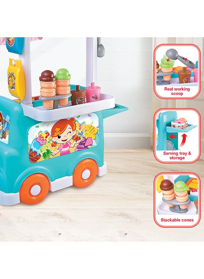 Little Learners Ice-cream Truck Playset - Interactive Toy With Realistic Sound Effects And 26 Pieces