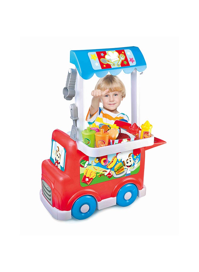 Little Learners Deli Truck Playset - Transforming Food Stand With Sound Effects And 26 Pieces