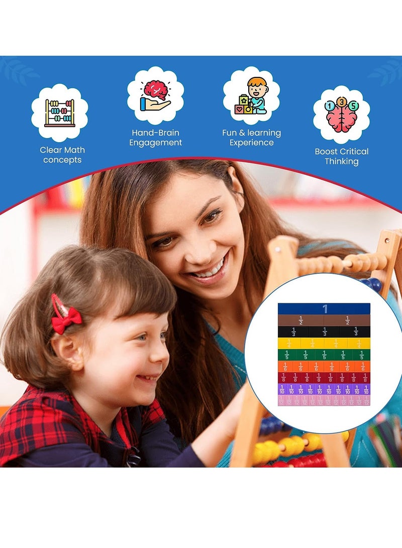 Montessori Math Magnetic Tiles Classroom Essentials Foam Tiles for Kids to Learn Fraction Equivalence and Math manipulatives Great Learning Resources for The Homeschool Curriculum