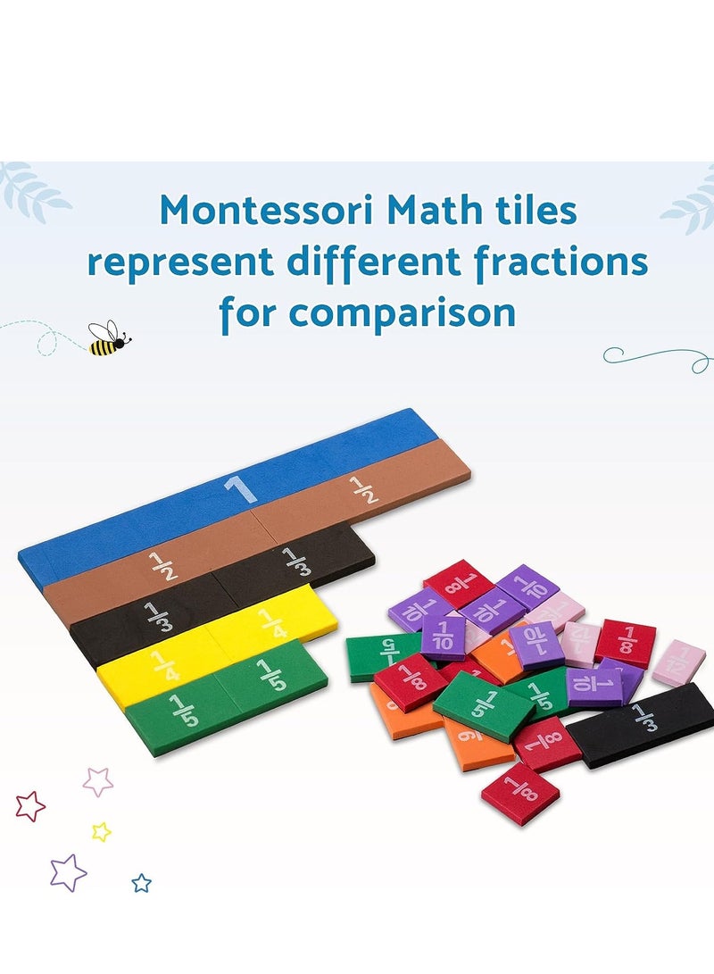 Montessori Math Magnetic Tiles Classroom Essentials Foam Tiles for Kids to Learn Fraction Equivalence and Math manipulatives Great Learning Resources for The Homeschool Curriculum