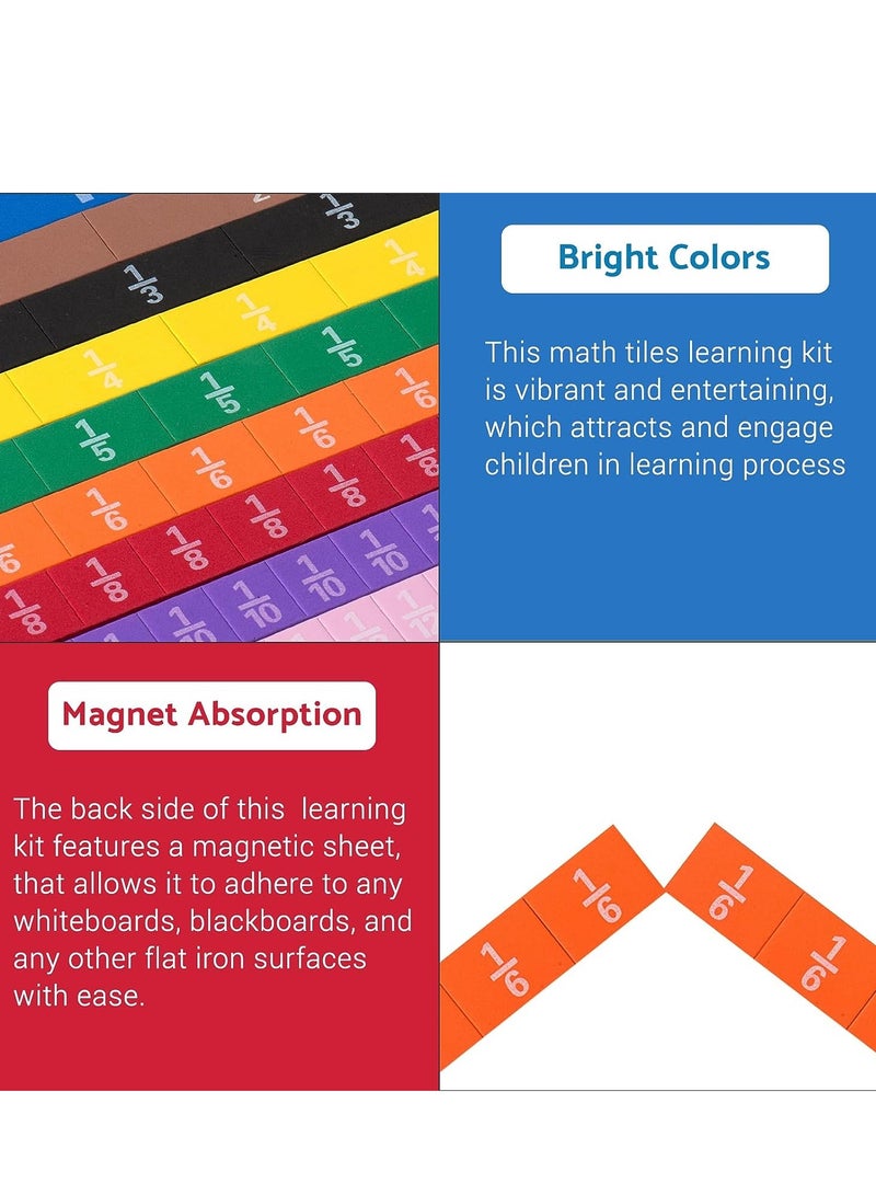 Montessori Math Magnetic Tiles Classroom Essentials Foam Tiles for Kids to Learn Fraction Equivalence and Math manipulatives Great Learning Resources for The Homeschool Curriculum