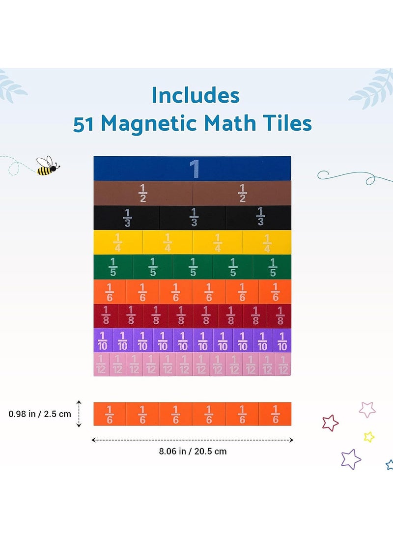 Montessori Math Magnetic Tiles Classroom Essentials Foam Tiles for Kids to Learn Fraction Equivalence and Math manipulatives Great Learning Resources for The Homeschool Curriculum