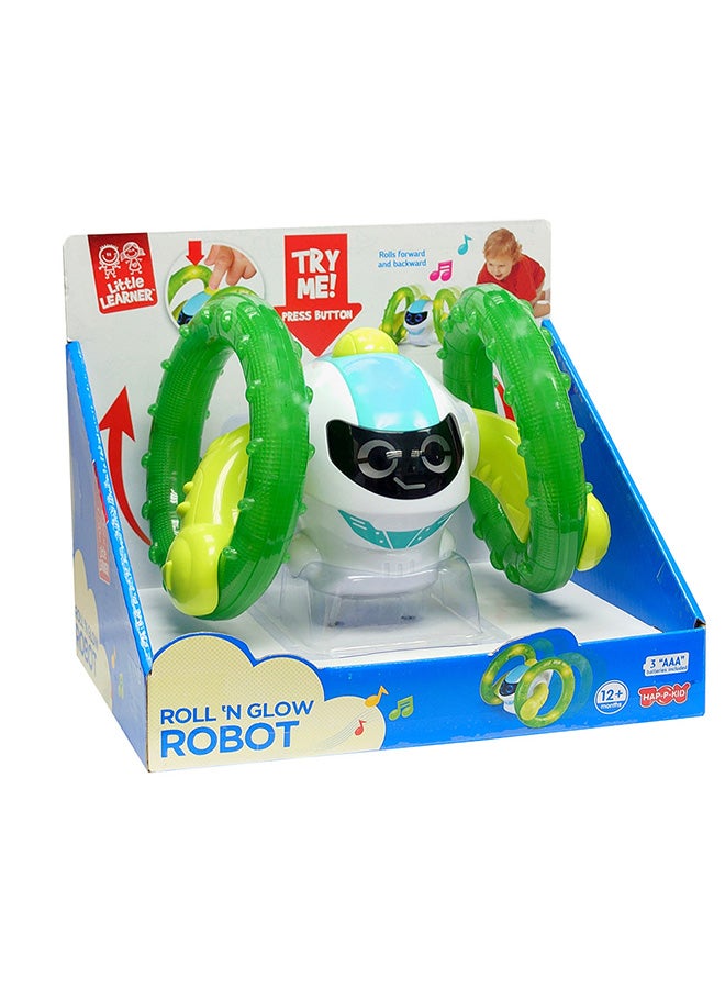 Little Learners Roll 'n Glow Robot - Motorized Rolling Baby Toy