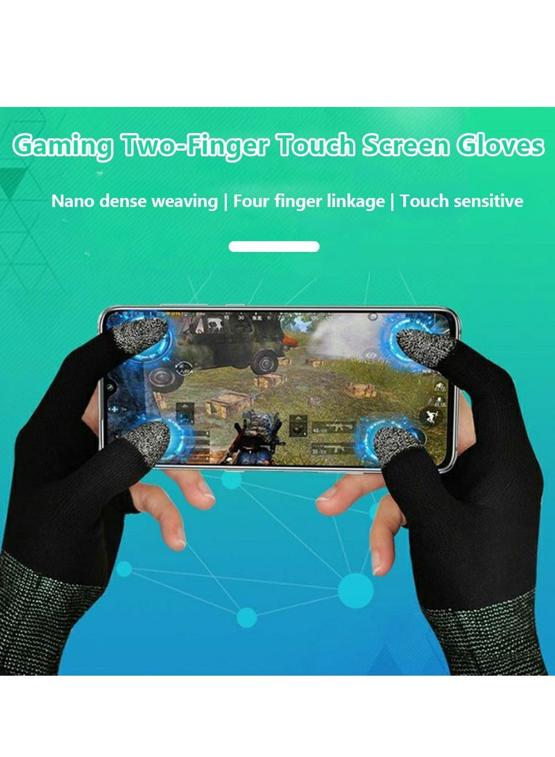 E Sports Gaming Gloves, Gaming Finger Sleeves, Anti Sweat Breathable, Thumb Sleeves for Highly Sensitive Nano Silver Fiber Material + Nylon, for PUBG Mobile Phone Games Accessories BLACK