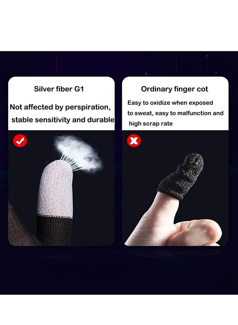 E Sports Gaming Gloves, Gaming Finger Sleeves, Anti Sweat Breathable, Thumb Sleeves for Highly Sensitive Nano Silver Fiber Material + Nylon, for PUBG Mobile Phone Games Accessories BLACK