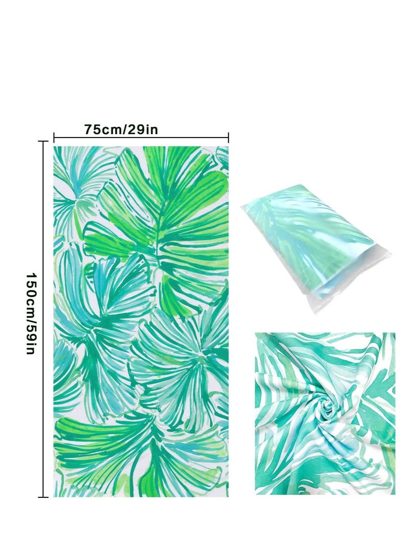 Microfiber Sand Free Beach Towel | Quick Fast Dry Super Absorbent Oversized Lightweight Big Large Towels Blanket Green Leaf Cool Swim Beach Towels for Travel Pool Swimming Bath Camping Adult Women Men