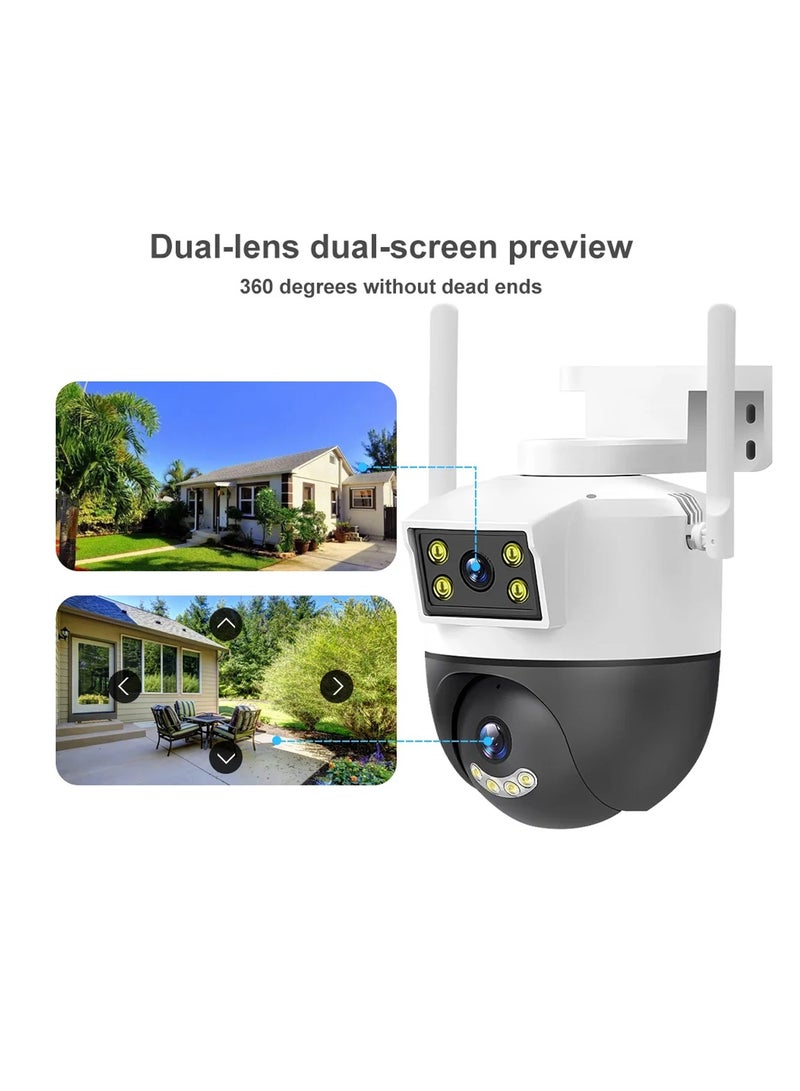 Yesido KM12 Dual Camera Smart Outdoor HD 4MP Camera with Night Vision UK Plug Wifi Camera Dual CCTV Video Surveillance Camera Motion Detect AI Tracking - Black/White