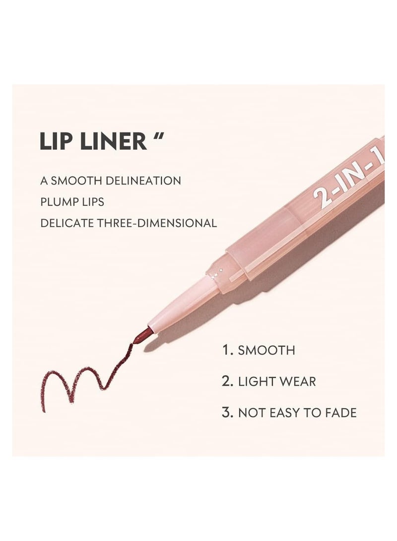 2 in 1 Matte Velvet Lipstick and Lip Liner Set 6 Pcs Long Lasting Nude Red Lip Makeup Gift Set