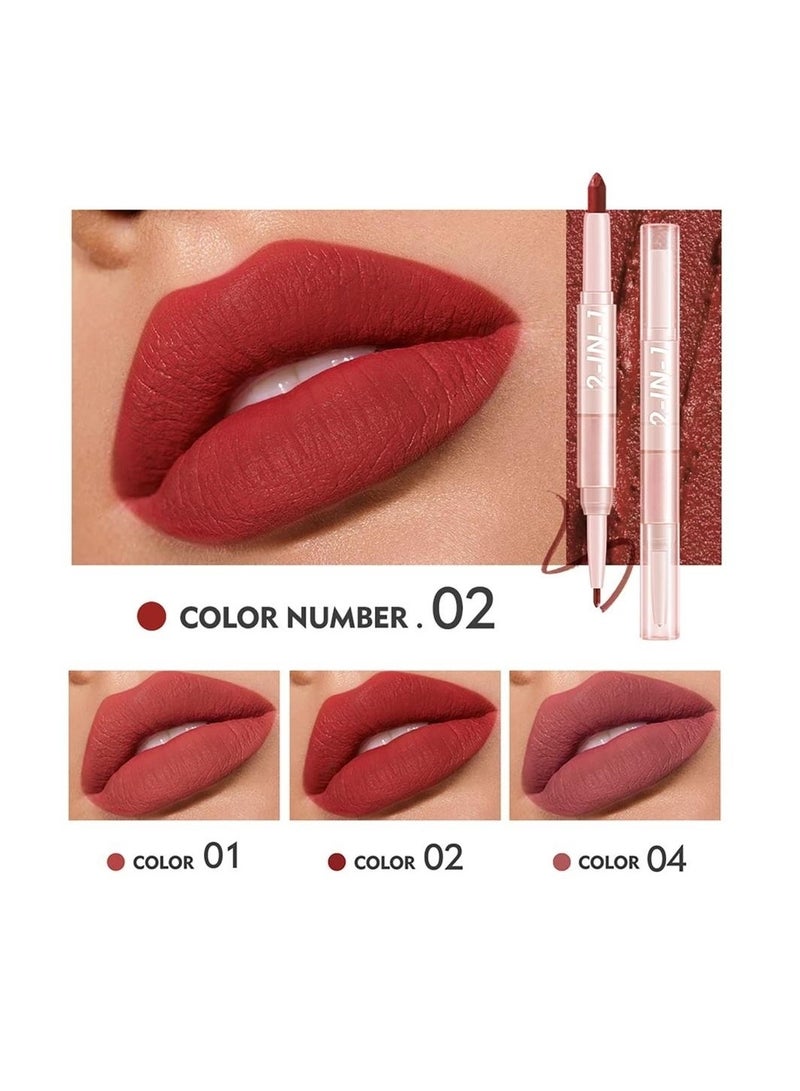 2 in 1 Matte Velvet Lipstick and Lip Liner Set 6 Pcs Long Lasting Nude Red Lip Makeup Gift Set