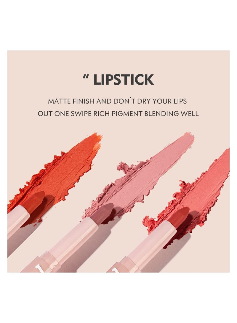 2 in 1 Matte Velvet Lipstick and Lip Liner Set 6 Pcs Long Lasting Nude Red Lip Makeup Gift Set