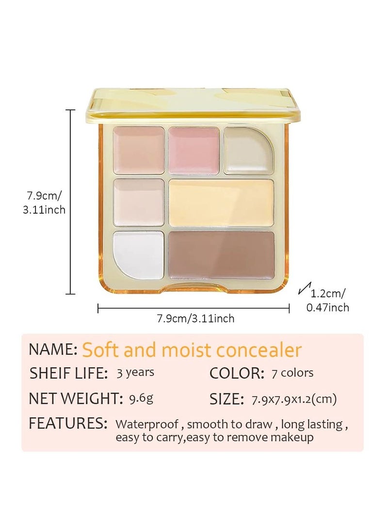 7 Color Correcting Concealer Contour Makeup Palette, Professional Corrector Palette for Conceal Trouble Spots Dullness Dark Circles Correct Discolorations Camouflage Imperfections Covers Redness