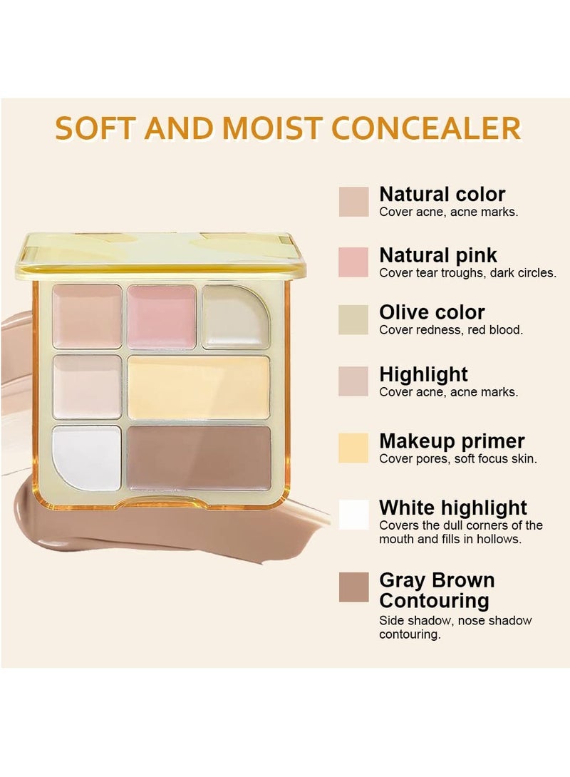 7 Color Correcting Concealer Contour Makeup Palette, Professional Corrector Palette for Conceal Trouble Spots Dullness Dark Circles Correct Discolorations Camouflage Imperfections Covers Redness