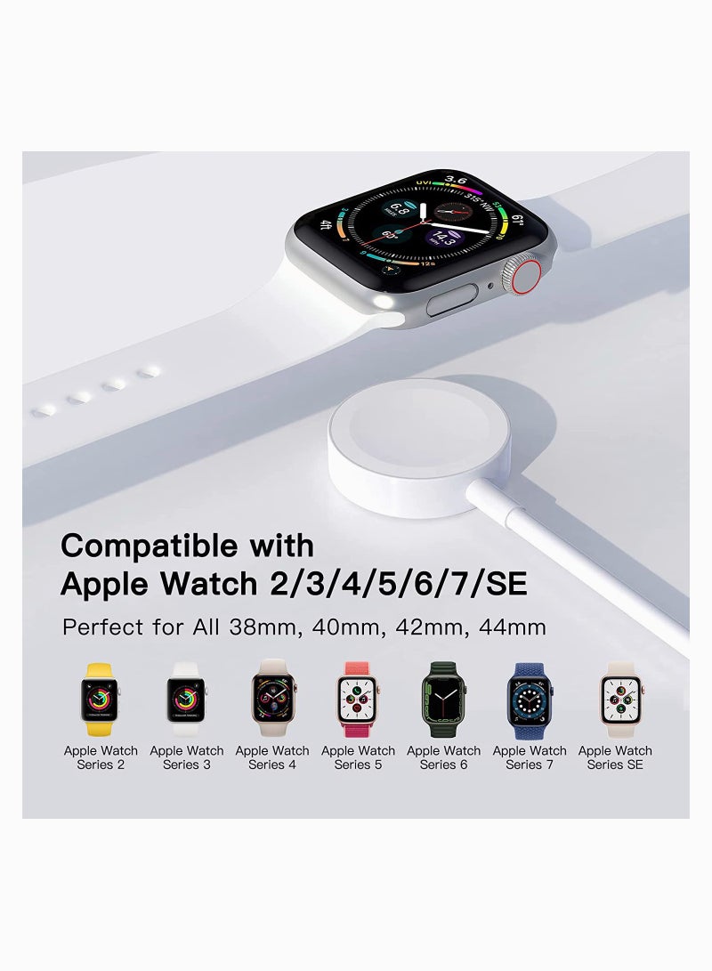 Wireless Charger Compatible for Apple Watch Series 6, 5, 4, 3, 2, 1 – Magnetic Charging Cable – Fast Charging Portable Charger – Long Cord
