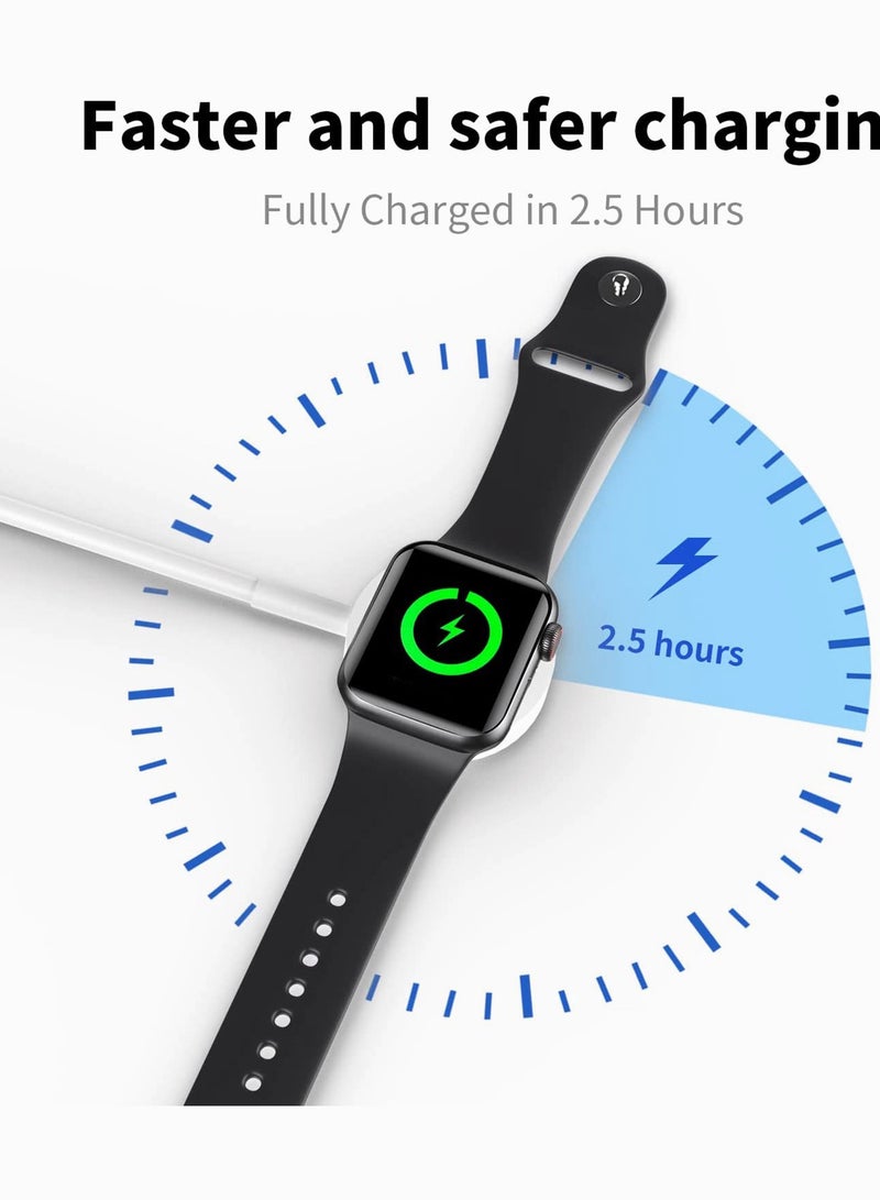 Wireless Charger Compatible for Apple Watch Series 6, 5, 4, 3, 2, 1 – Magnetic Charging Cable – Fast Charging Portable Charger – Long Cord