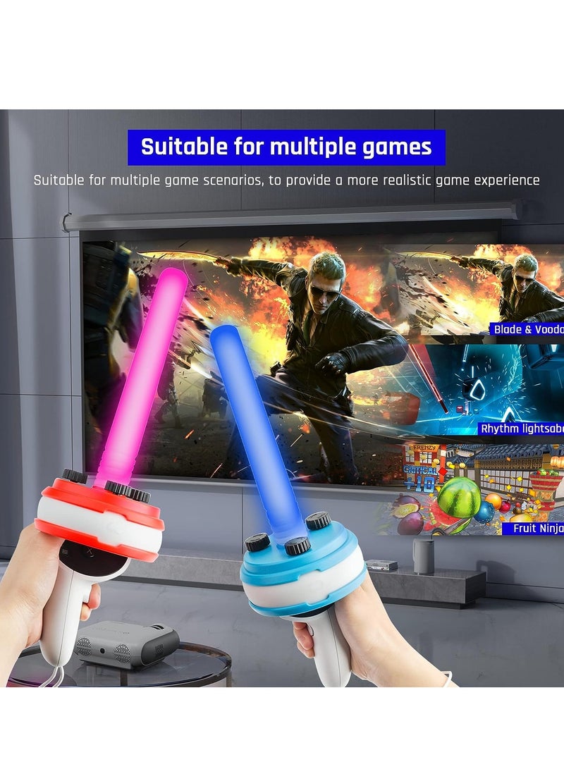 Dual Handles Extension Grips for Oculus quest2, Controllers Playing Beat Saber Games, Enhanced Lightsabers Gaming Experience for quest 2 Accessories