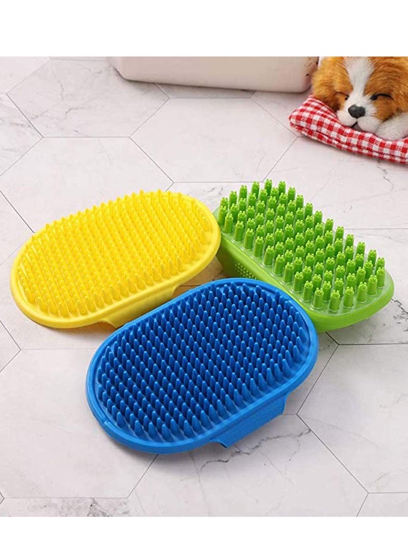 Pet Bath Massage Brush,  Grooming Tool for Shampooing and Massaging Dogs and Cats with Short or Long Hair   Soft Rubber Bristles Gently Removes Loose