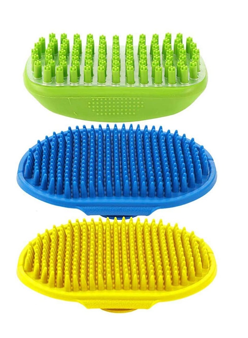 Pet Bath Massage Brush,  Grooming Tool for Shampooing and Massaging Dogs and Cats with Short or Long Hair   Soft Rubber Bristles Gently Removes Loose