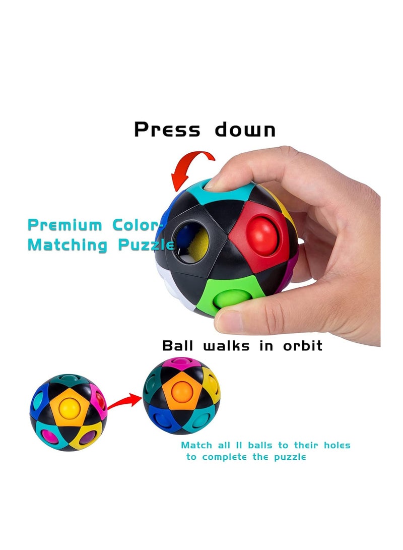 Magic Rainbow Ball Fidget Ball, New Version Puzzle Ball Magic Ball Speed Cube 3D Puzzle Fidget Toy for Adults  Kids, Black