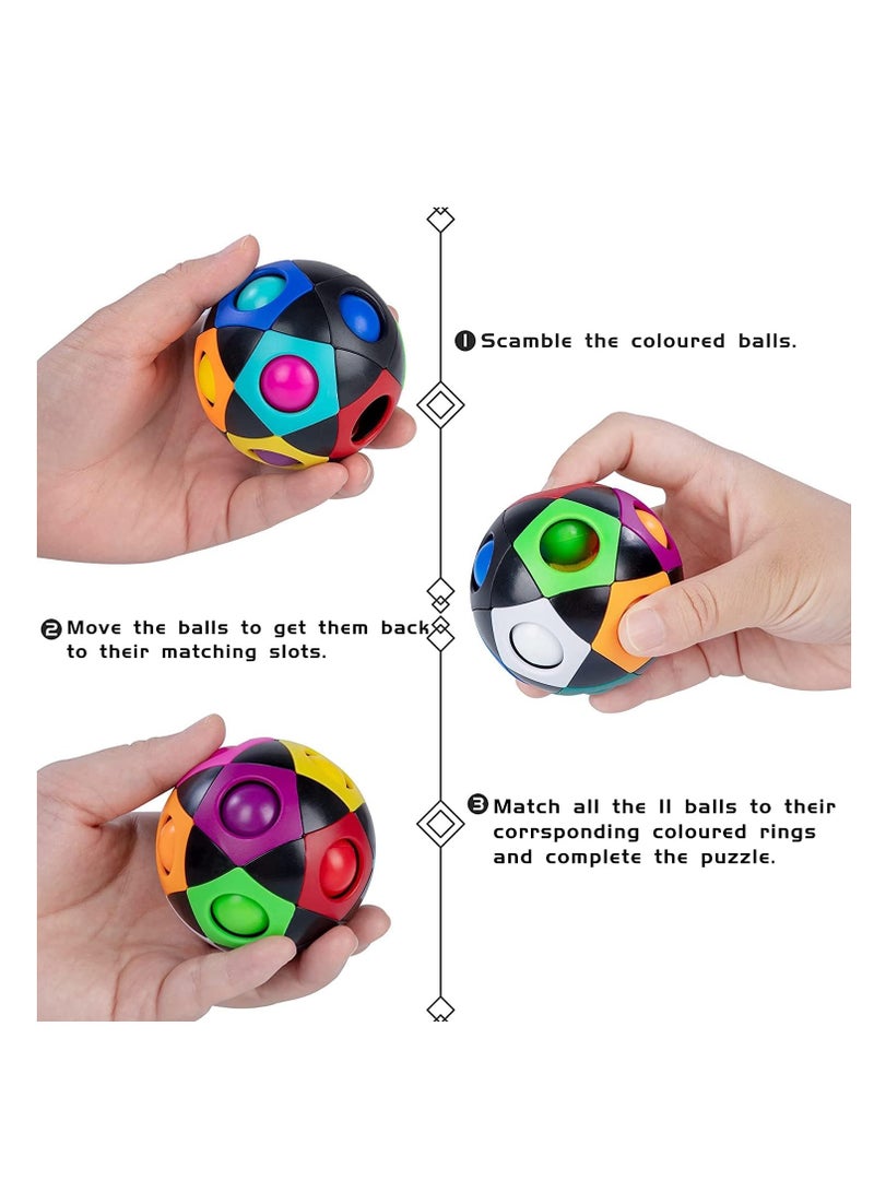 Magic Rainbow Ball Fidget Ball, New Version Puzzle Ball Magic Ball Speed Cube 3D Puzzle Fidget Toy for Adults  Kids, Black