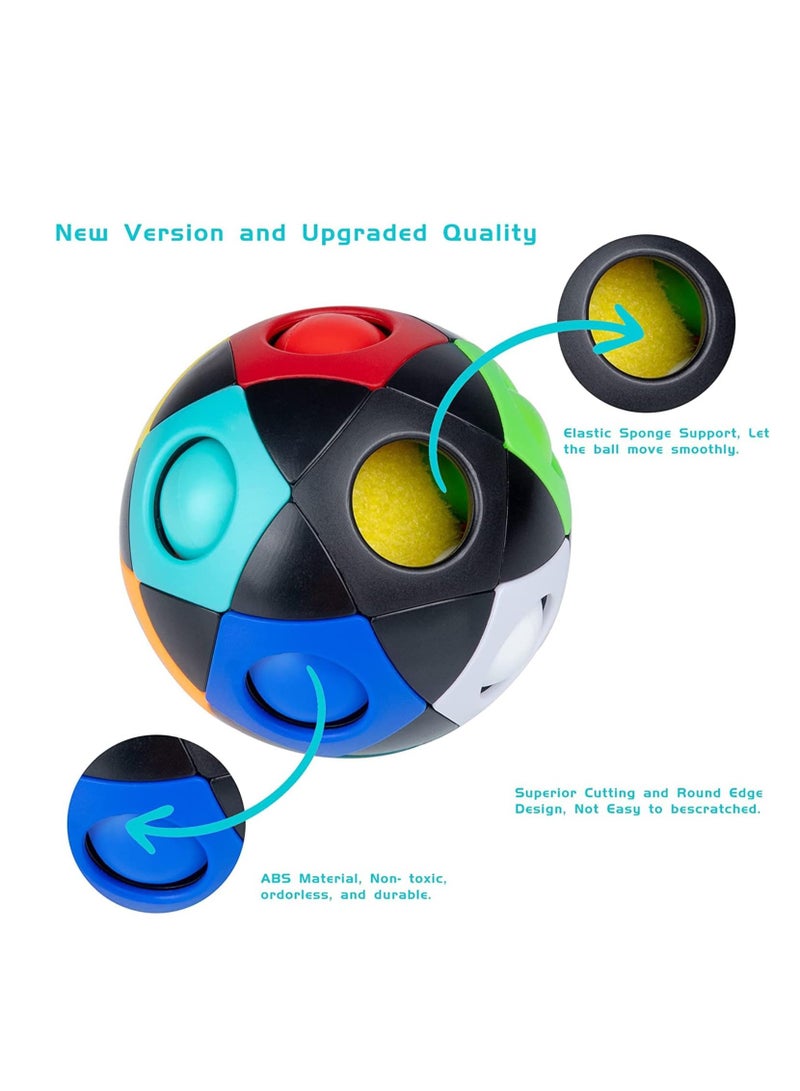 Magic Rainbow Ball Fidget Ball, New Version Puzzle Ball Magic Ball Speed Cube 3D Puzzle Fidget Toy for Adults  Kids, Black