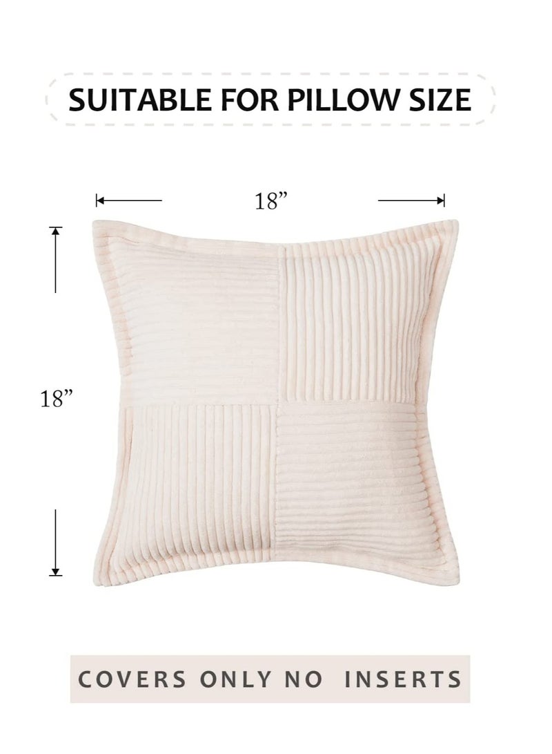 Cream Throw Pillows Covers 18 x 1845 X 45 cm Set of 4 Corduroy Decorative Rustic Modern Farmhouse Pillow Cover, Square Boho Cushion Case for Couch Sofa Bedroom Living Room NO Pillow Insert