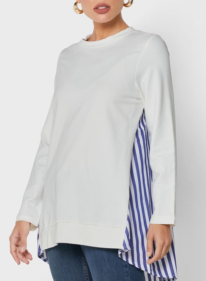 Stripe Detail  Crew Neck Tunic