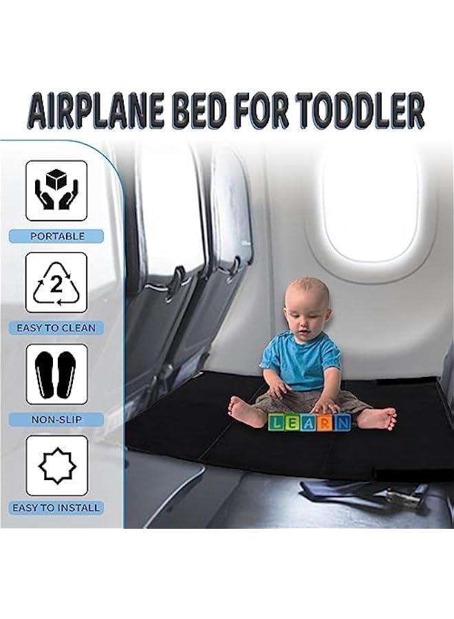 Toddler Airplane Bed,Toddler Travel Bed for Kids Rest,Airplane Seat Extender for Toddler Baby,Airplane Travel Essentials for Kids,Portable Toddler Bed (Black)