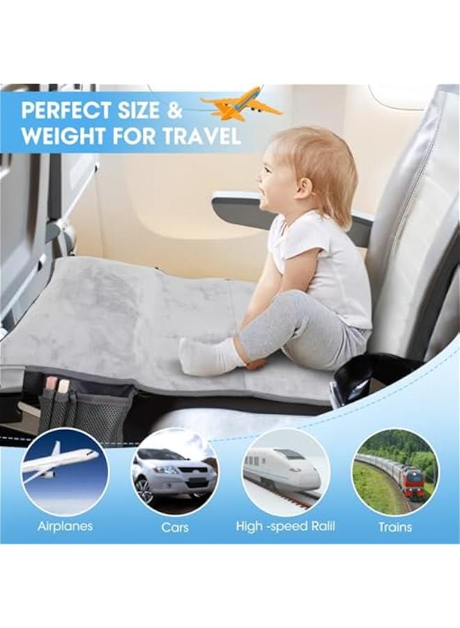 Toddler Airplane Travel Bed, Kids Airplane Seat Extender Travel Seat Inflatable Airplane Foot Rest Portable Airplane Travel Bed (Grey)