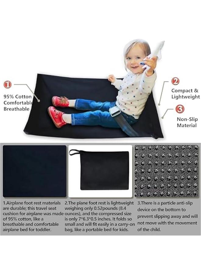 Airplane Bed for Toddler, Airplane Seat Extender for Kids, Kids Bed Airplane, Baby Plane Travel Essentials, Infant Flight Foot Rest for Airplane Travel (Black)