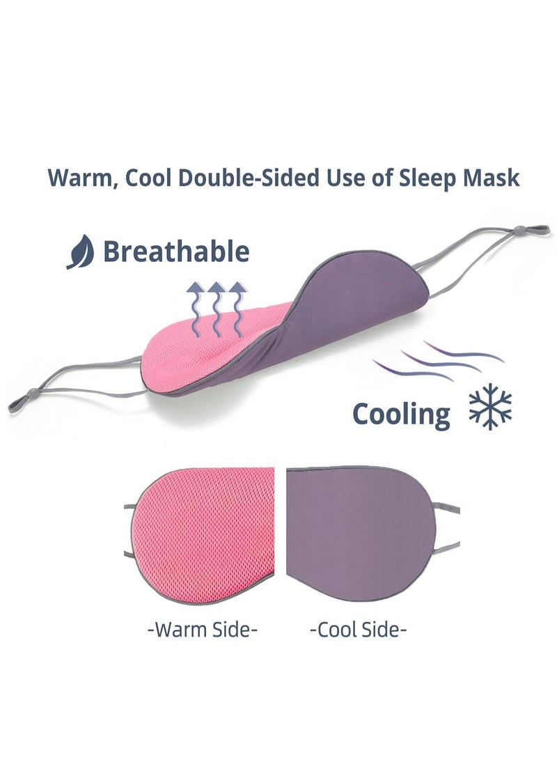 Sleeping Mask 2 Pack, Warm, Cool Double Sided Use of Sleep Mask, Super Soft Blindfold with Adjustable Strap, Block Out Light, Comfort Sleep Eye Mask for Travel Meditation Nap