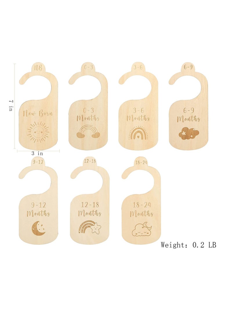 Baby Closet Dividers for Clothes Organizer  Beautiful Wooden Double Sided Baby Clothes Size Hanger Organizers for Newborn to 24 Months for Nursery Decor