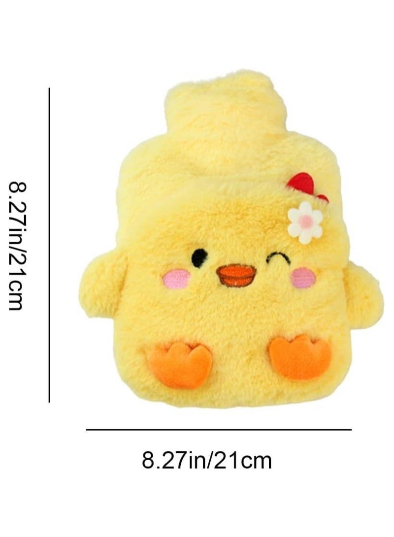 Rubber Hot Water Bottles Pain Relief with Cute Faux Fur Cover Women Kids Child 3D Cartoon Pattern Hot Water Bag Plush Cover Hot Water Bottle Warm Water Bag for Period Cramps Pain 500ml