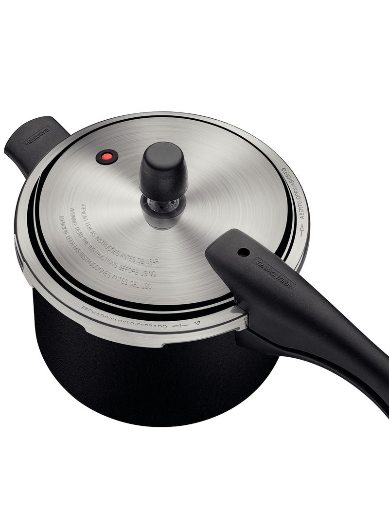 Since 1911,Made in Brazil- Vancouver Effect Aluminum Pressure Cooker with Interior and Exterior Starflon Max Nonstick Coating, Black