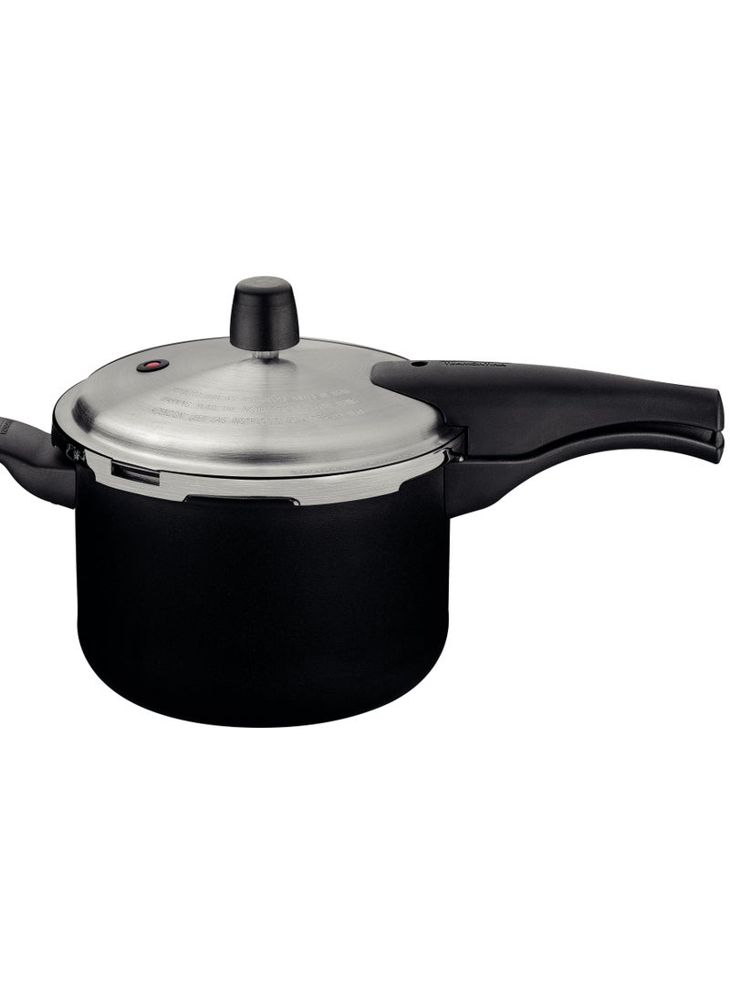 Since 1911,Made in Brazil- Vancouver Effect Aluminum Pressure Cooker with Interior and Exterior Starflon Max Nonstick Coating, Black