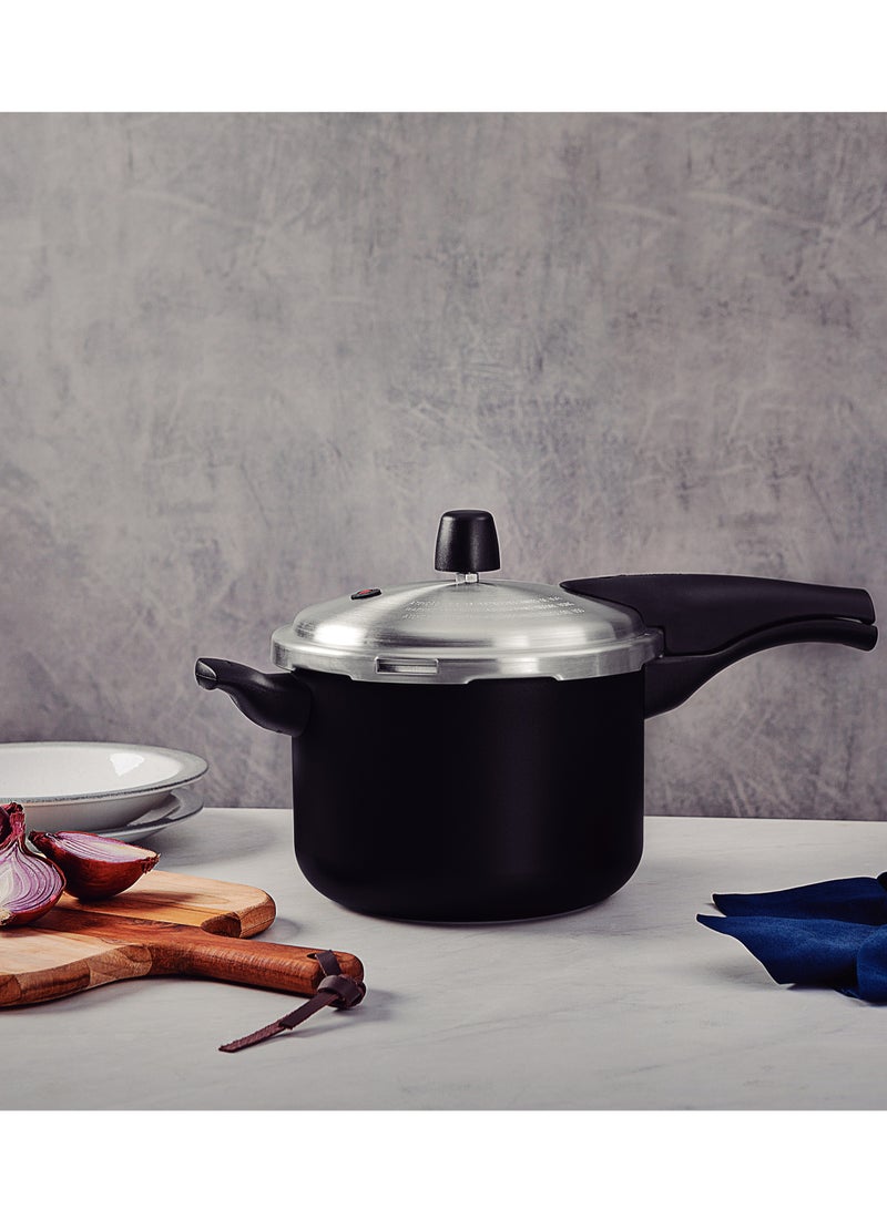 Since 1911,Made in Brazil- Vancouver Effect Aluminum Pressure Cooker with Interior and Exterior Starflon Max Nonstick Coating, Black