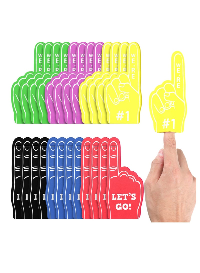 24 Mini Foam Fingers - Cheer for Your Team! Perfect Sports Party Favors & Birthday Supplies in Multi Colors for Events & Games