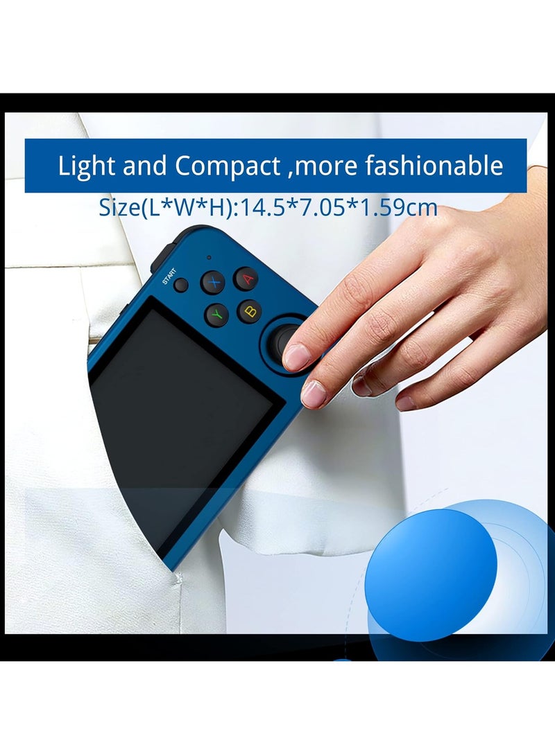 ANBERNIC RG353M Handheld Game Console Aluminum Alloy CNC Support Dual OS Android 11+ Linux, 5G WiFi 4.2 Bluetooth 3.5 Inch IPS Multi-Touch Screen 64G TF Card 4420+ Classic Games(Blue)