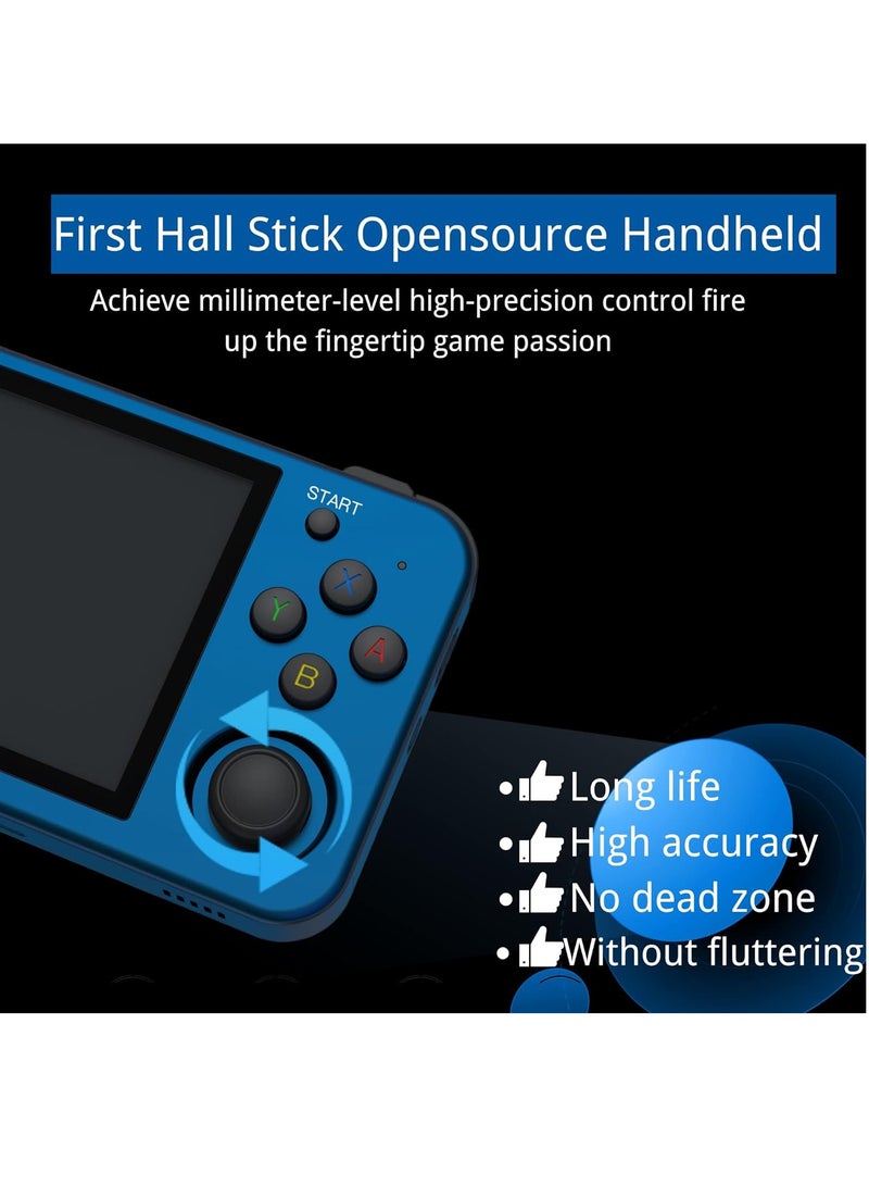 ANBERNIC RG353M Handheld Game Console Aluminum Alloy CNC Support Dual OS Android 11+ Linux, 5G WiFi 4.2 Bluetooth 3.5 Inch IPS Multi-Touch Screen 64G TF Card 4420+ Classic Games(Blue)