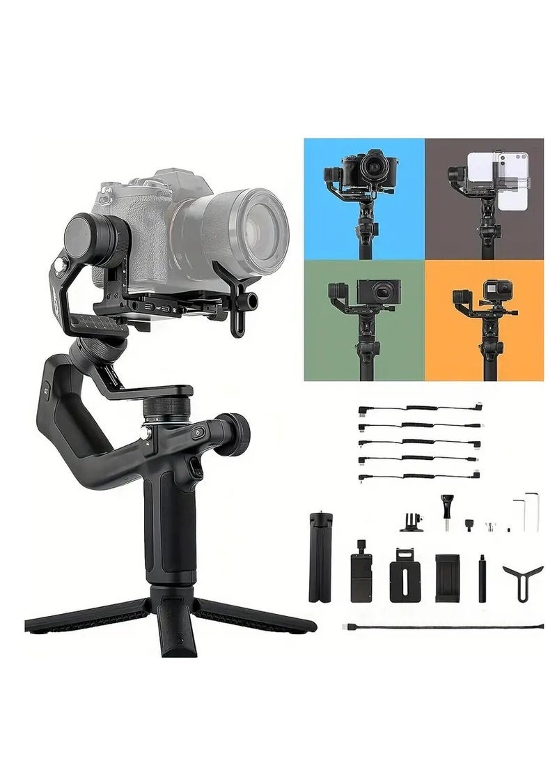 FeiyuTech Scorp Mini 3-Axis All In One Gimbal Stabilizer For Mirrorless Camera With Short Lens, Compact Cameras, Action Camera Gopro, 54-88mm Width IPhone 15 Pro, 1.3