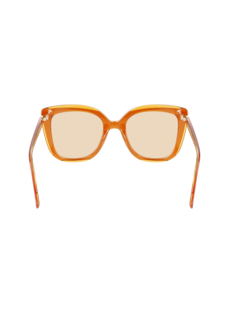 Women's UV Protection Rectangular Shape Acetate Sunglasses LO689S-744-5321 - Lens Size: 53 - Honey/Orange