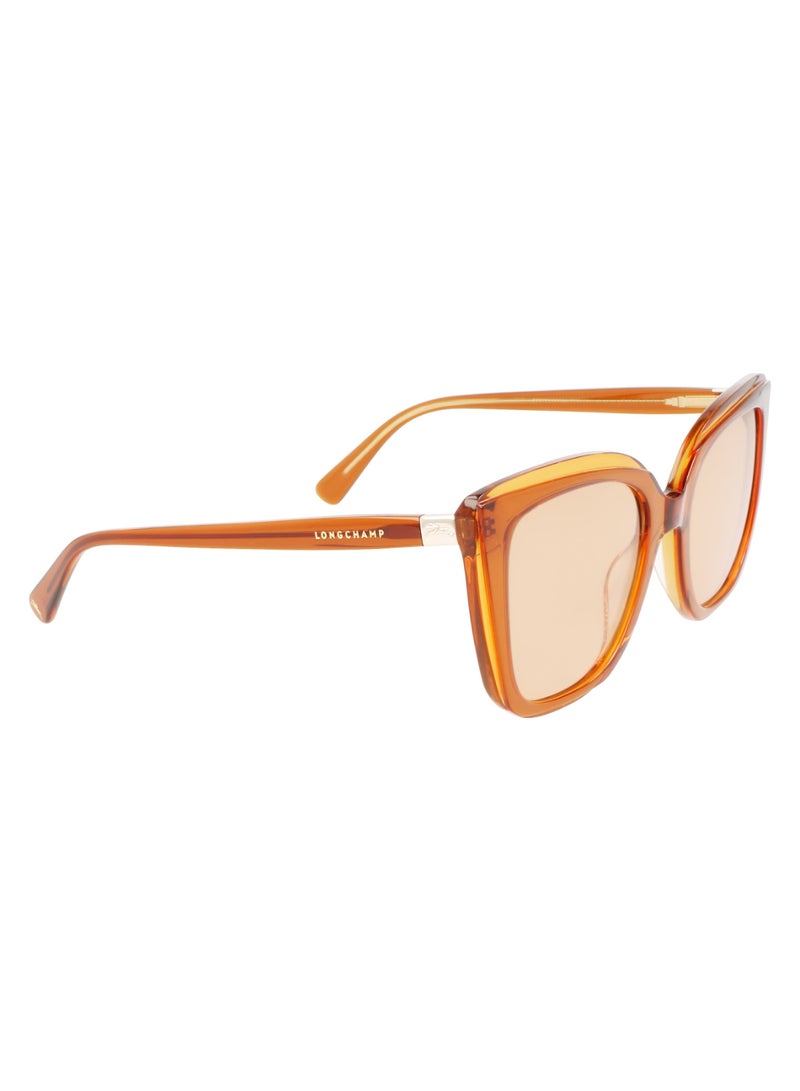 Women's UV Protection Rectangular Shape Acetate Sunglasses LO689S-744-5321 - Lens Size: 53 - Honey/Orange