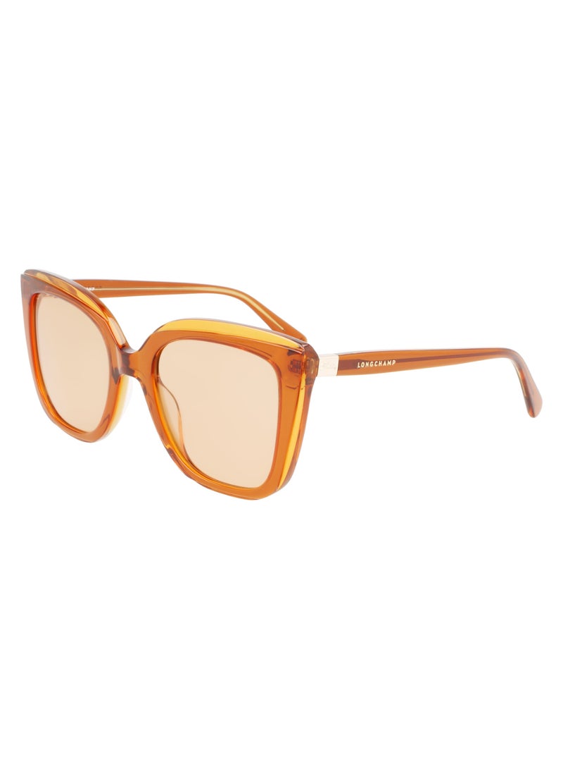 Women's UV Protection Rectangular Shape Acetate Sunglasses LO689S-744-5321 - Lens Size: 53 - Honey/Orange