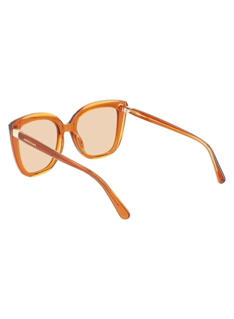 Women's UV Protection Rectangular Shape Acetate Sunglasses LO689S-744-5321 - Lens Size: 53 - Honey/Orange