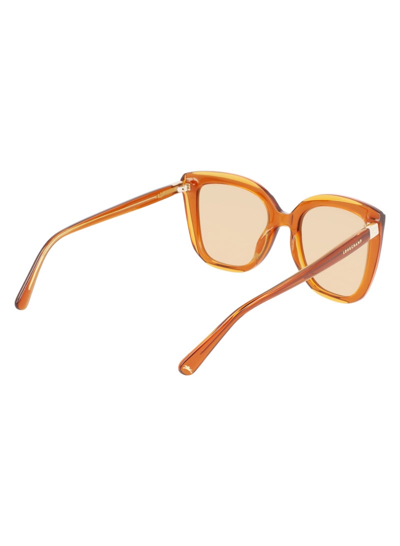 Women's UV Protection Rectangular Shape Acetate Sunglasses LO689S-744-5321 - Lens Size: 53 - Honey/Orange